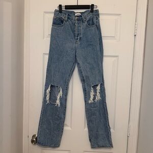 Pistola Medium Blue Distressed Straight Leg Jeans